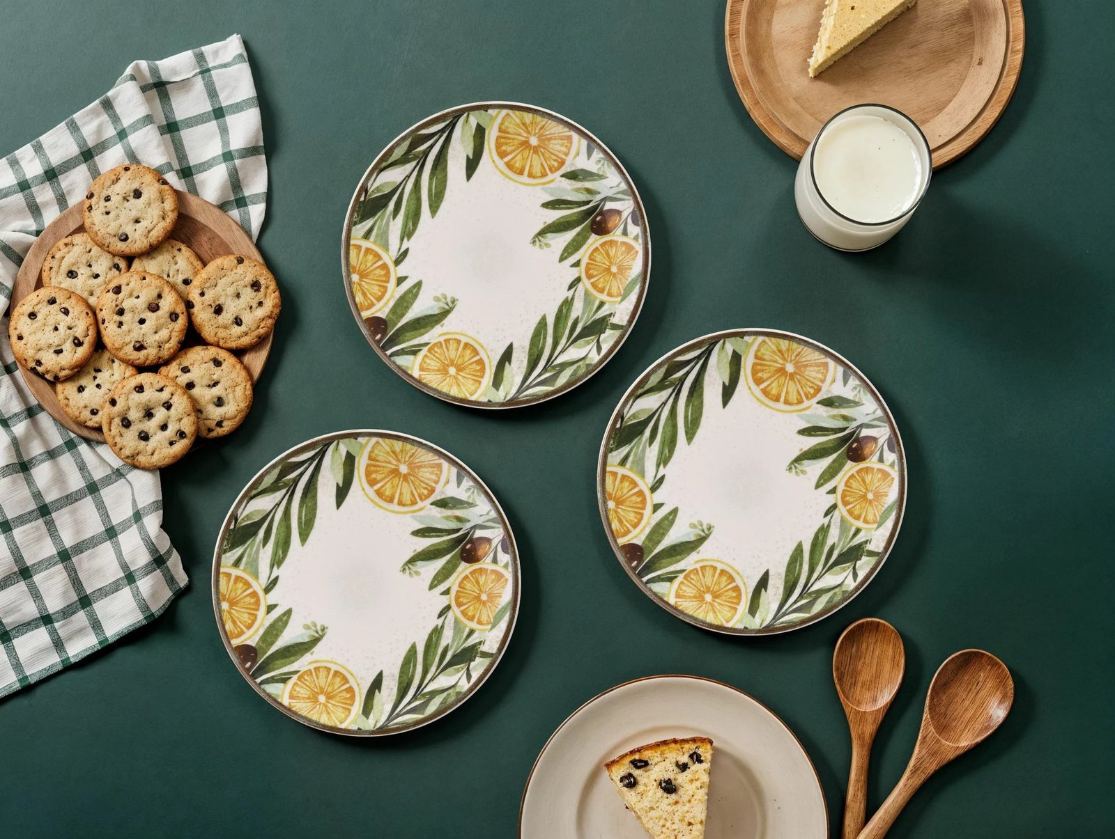 Set pjatash ëmbëlsirash (6 copë), Hermia Concept, Lemon Leaf