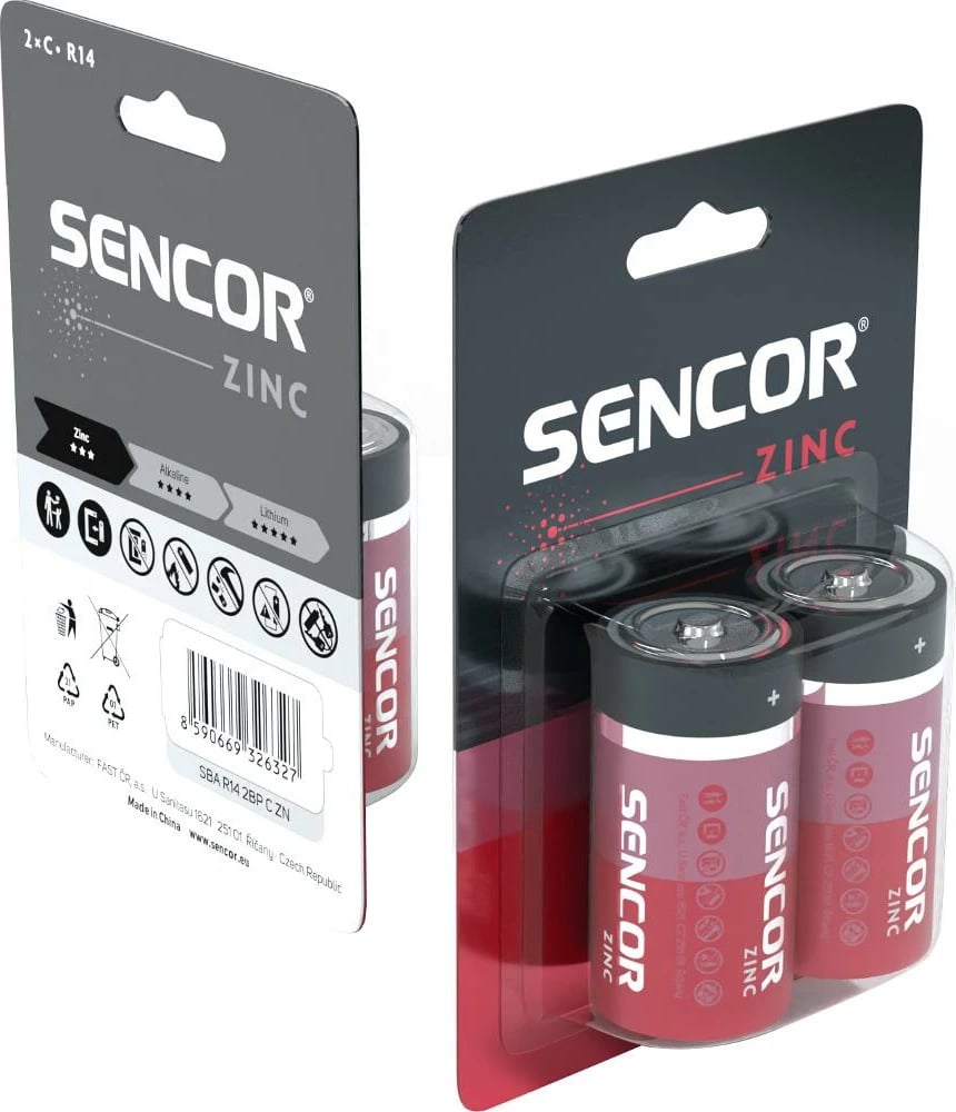 Bateri Sencor SBA R14 2BP C Zn, 2 copë