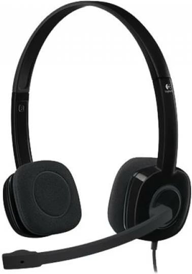 Kufje me mikrofon, Logitech, H151 (981-000589), stereo 3.5 mm, kontroll në kabllo, mikrofon me anulim zhurme, e zezë