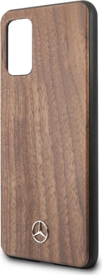 Mbështjellës i fortë Mercedes Wood Line Walnut për Samsung Galaxy S20+, kafe