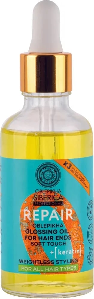 Vaj për maja të flokëve për femra Natura Siberica Oblepikha Repair Shine-Enhancing, 50ml