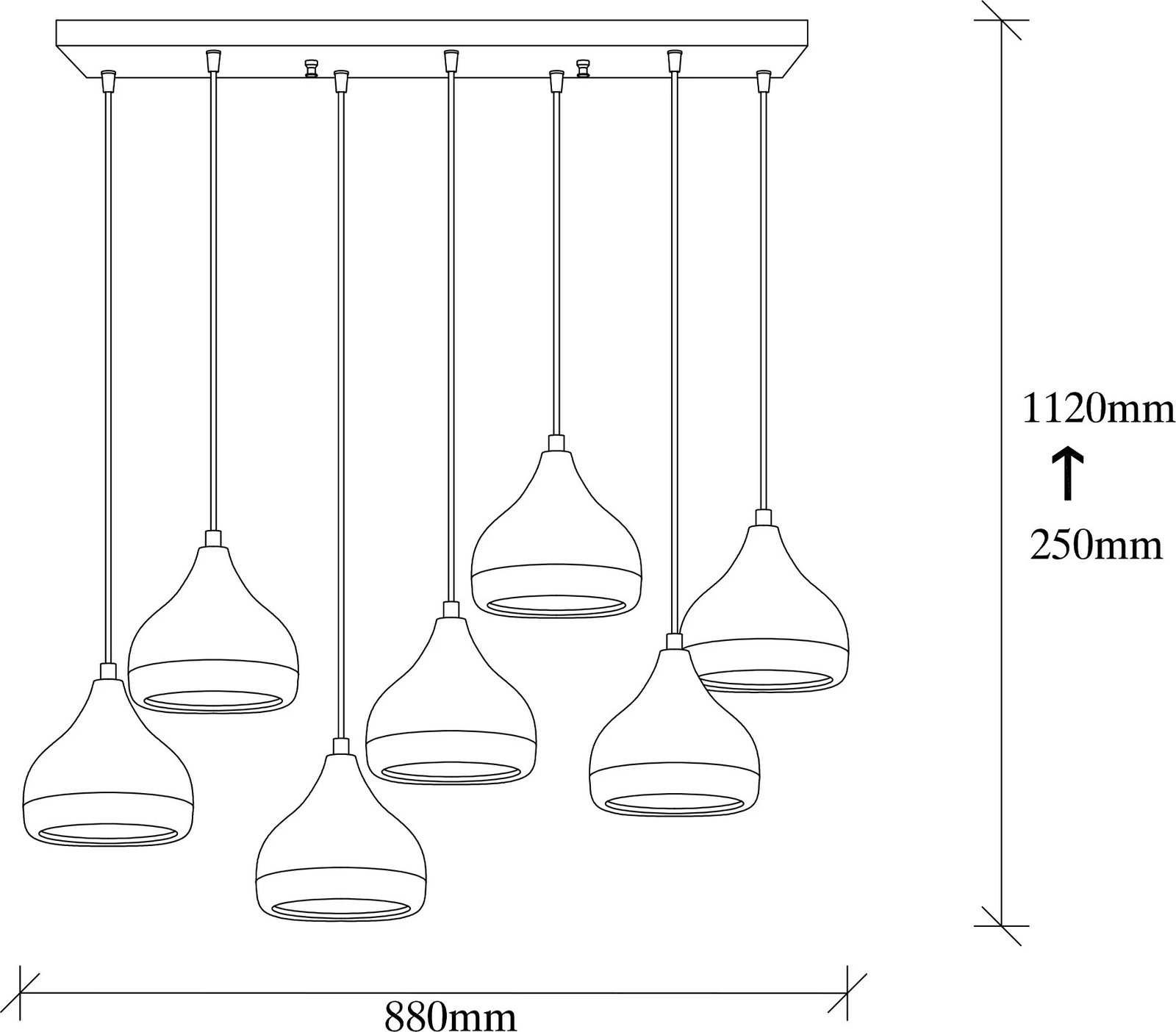 Llambë tavani Opviq, Yıldo - 6894, e zezë, 7 copa, lartësi e rregullueshme