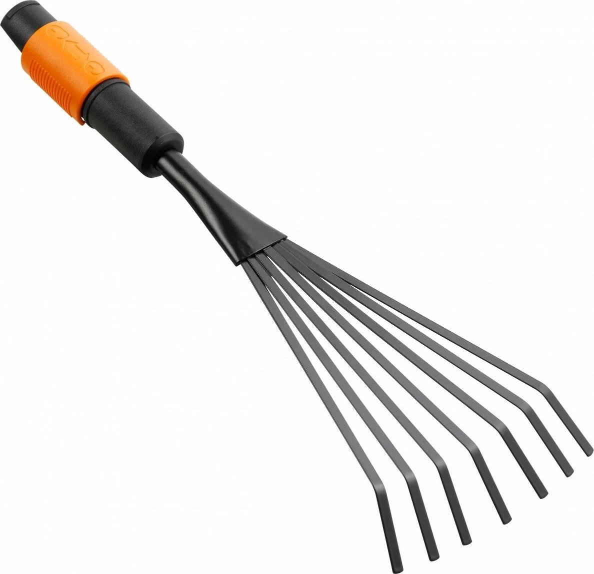 Kokë grabulë gjethe metalike, Fiskars, QuikFit 1001412, gjerësi 13 cm, zezë/portokalli