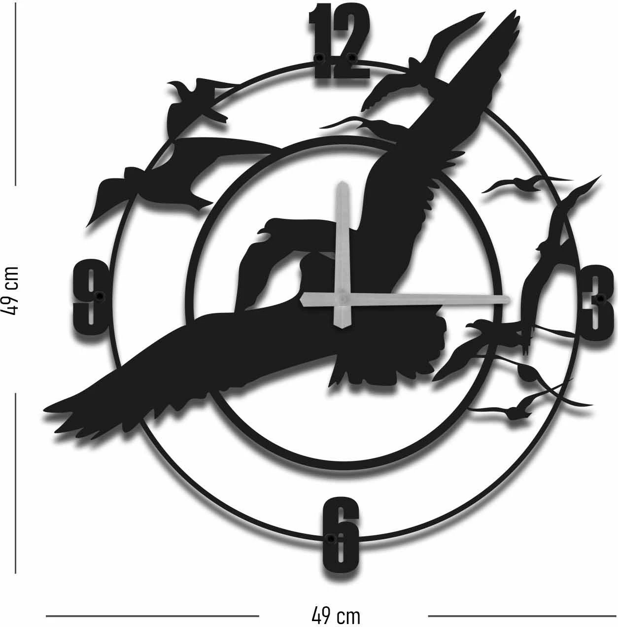 Orë muri dekorative prej metali, Wallity, MTS - 008, e zezë, 49x49cm