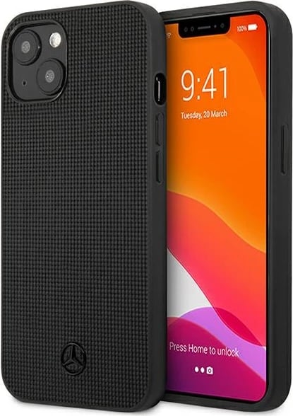 Mbështjellës Mercedes MEHCP13MMBLBK për iPhone 13 6.1", lëkurë, i zi