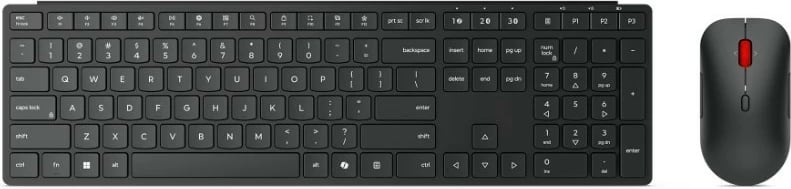 komplet tastierë dhe Maus pa kabllo Lenovo Multi-Mode Pro Combo Keyboard and Mouse 6000-US Euro, multi-mode Bluetooth 5.3/2.4 GHz, DPI 4000, layout US, e zezë