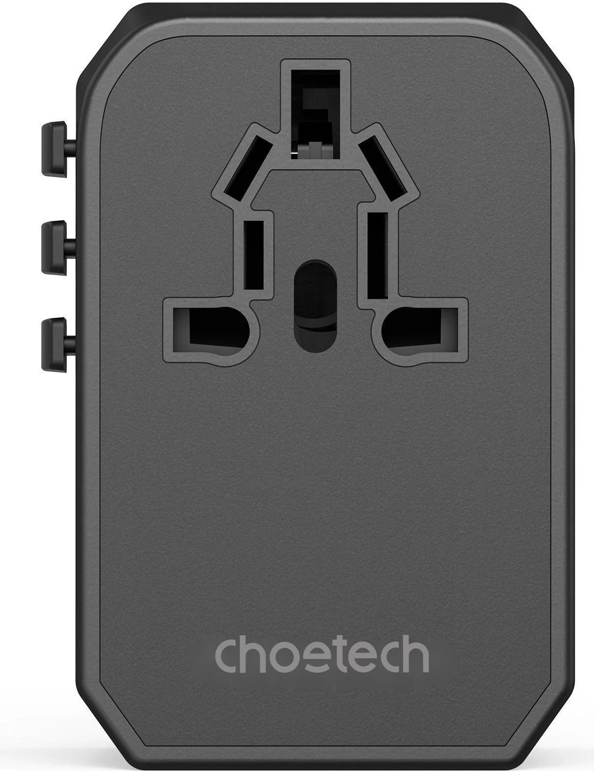 Karikues udhëtimi Choetech PD6045, 45W, 2x USB-C, 2x USB-A, GaN, 4 priza, zi