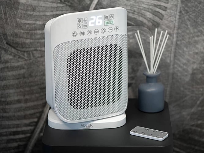 Ngrohës qeramik, Adler AD 7727, 1500W, ekran LCD, telekomandë, i bardhë