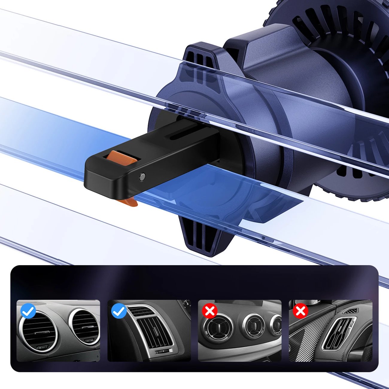 Mbajtës magnetik Baseus MagPro BS-CW04 me karikues wireless 15W, për ventilator të makinës, Zi