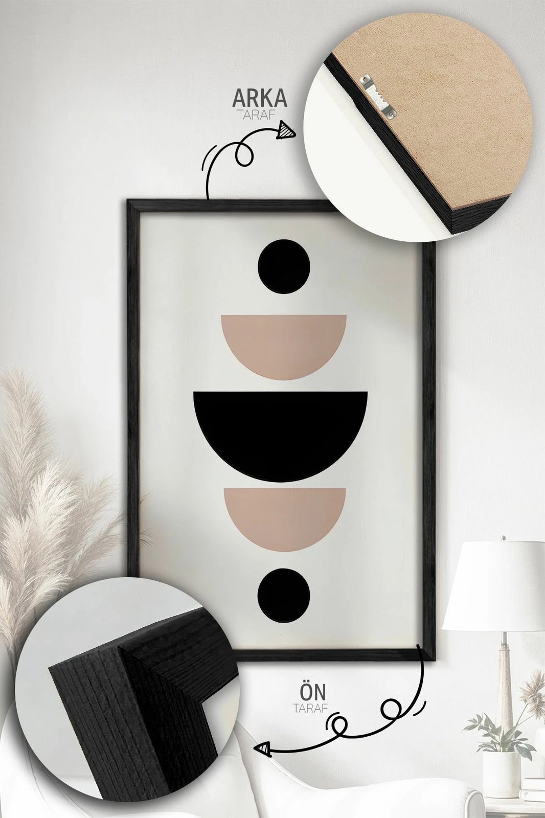 Pikturë dekorative me kornizë (3 copë), Wallity, Artvmodel12-Sıyah