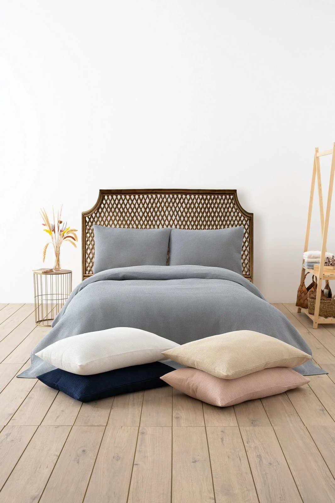 Batanije Double Pique, waffle, ngjyrë gri, 200x220cm