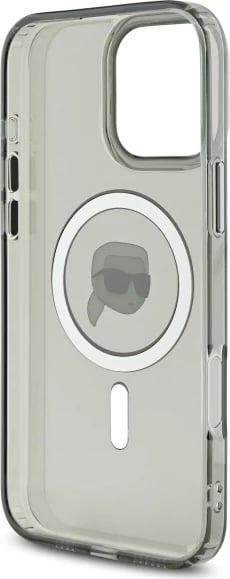 Mbështjellës Karl Lagerfeld IML Metal Karl Head MagSafe për iPhone 16 Pro Max, Zi