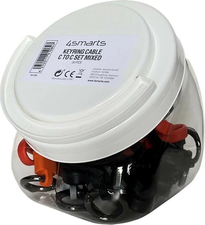 Set kabllo USB-C 4smarts, 7.5cm, me unazë çelësi, ngjyra të përziera
