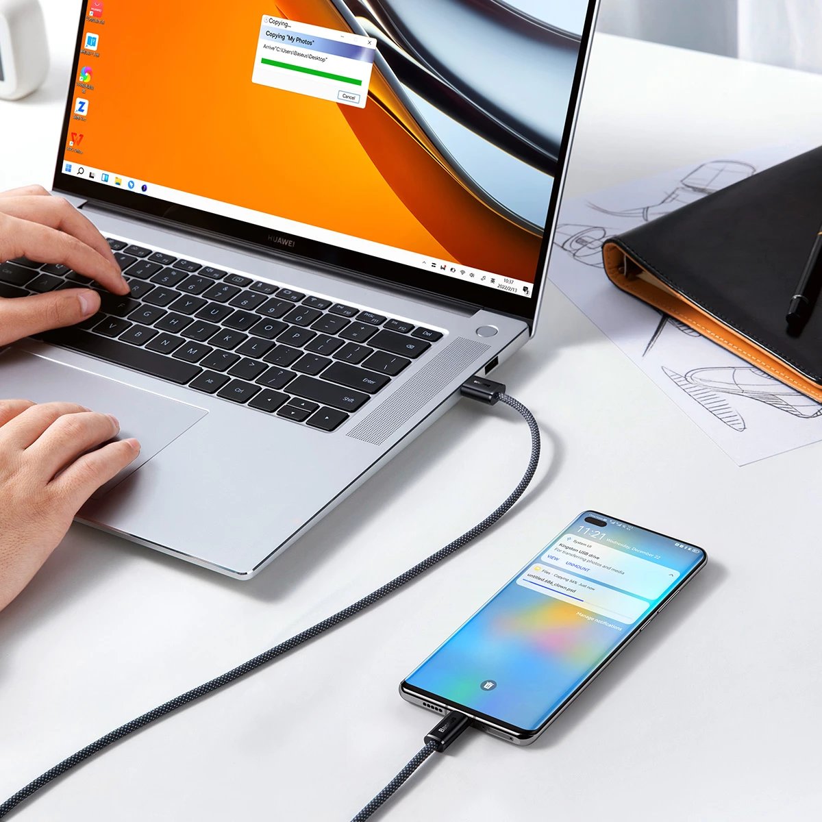 Kabllo USB Baseus Dynamic Series, 1m, USB-A në USB-C, 100W, Gri