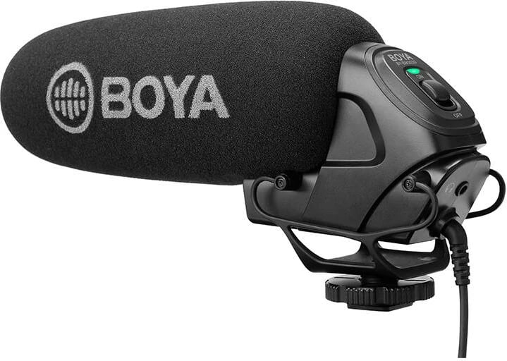 Mikrofon shotgun BOYA BY-BM3030 për kamera, me mini-jack 3.5mm, i zi
