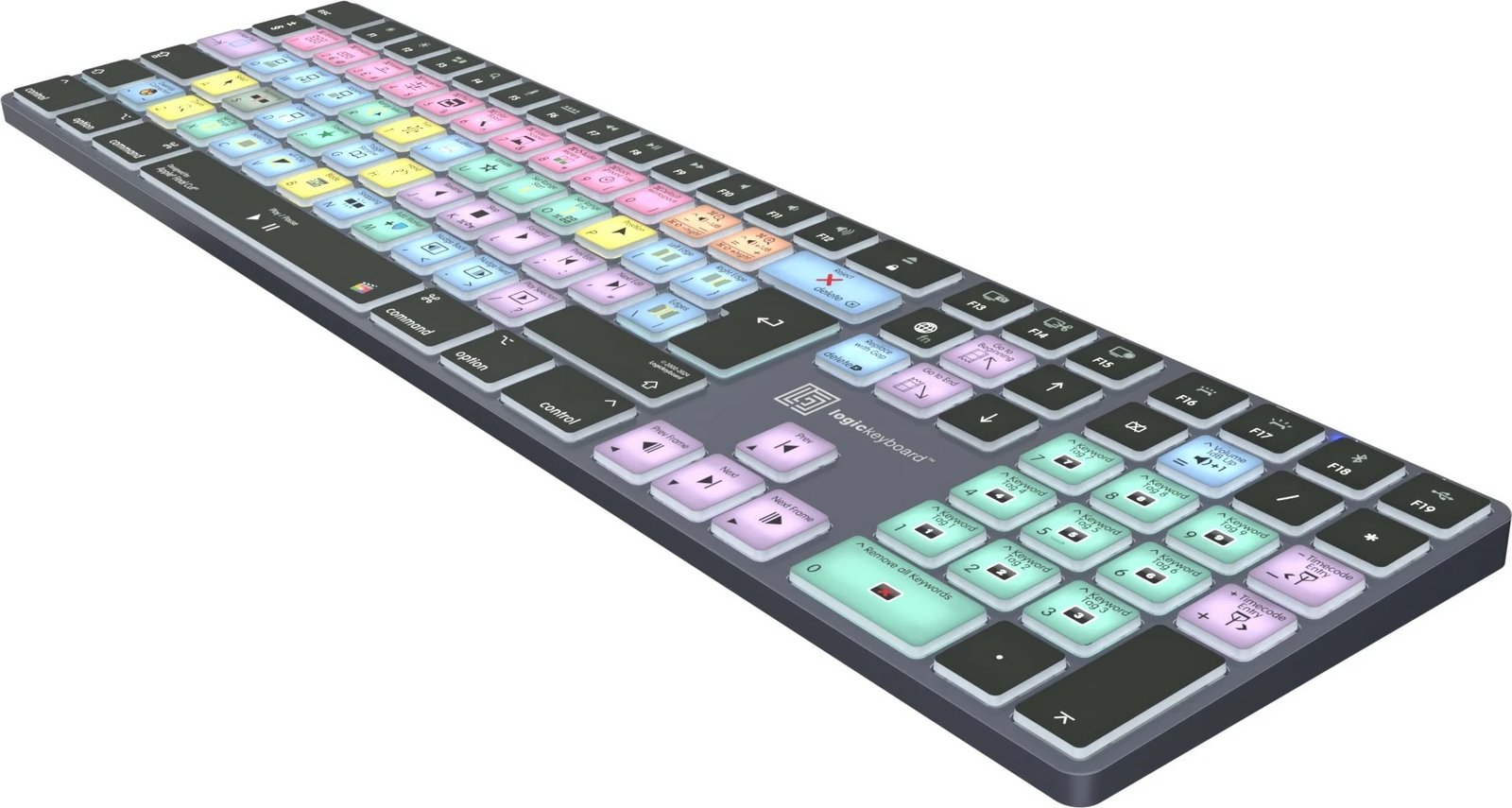 Kasë Logickeyboard LKB-FCPX10-TM-UK, wireless, Bluetooth, full-size, backlight, Final Cut Pro, titanium