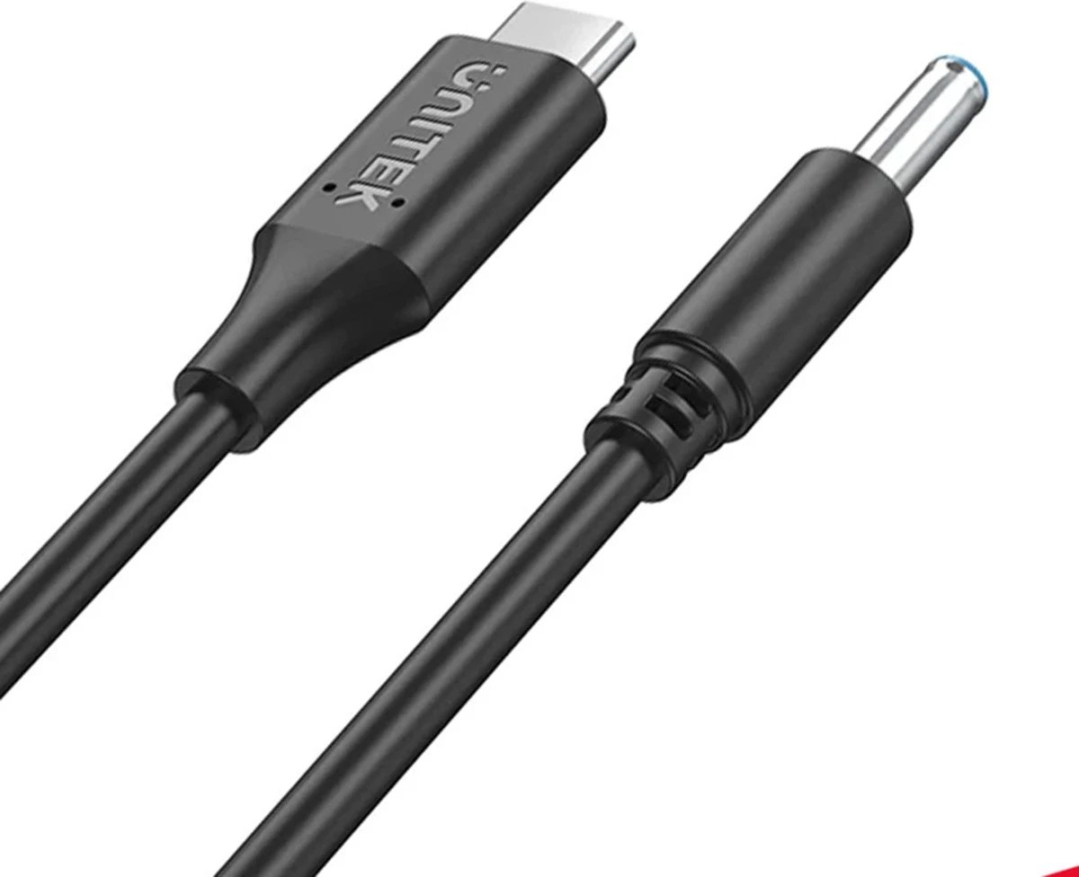 Kablli i energjisë për laptop HP Unitek, 65W USB-C - DC4,5mm, ngjyrë e zezë