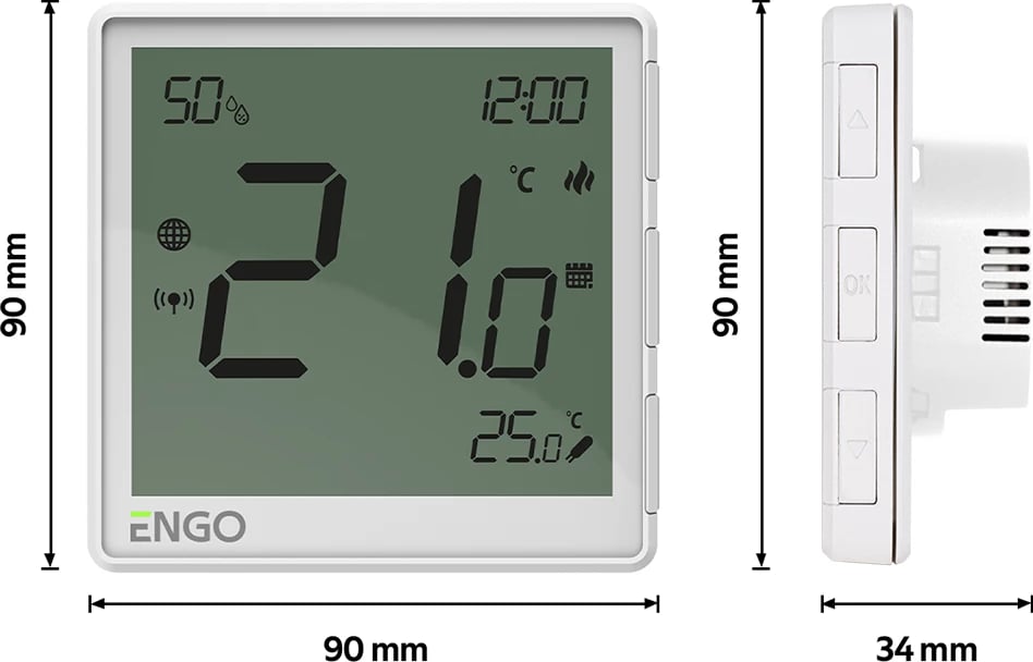Termostat dhome ENGO EONE230W me internet me Kabllo 