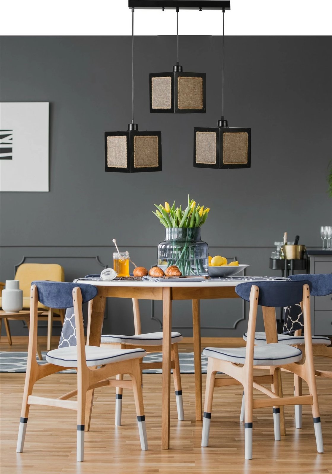 Llambë tavani Opviq, 8703-5, dru bredhi, e zezë dhe ratan