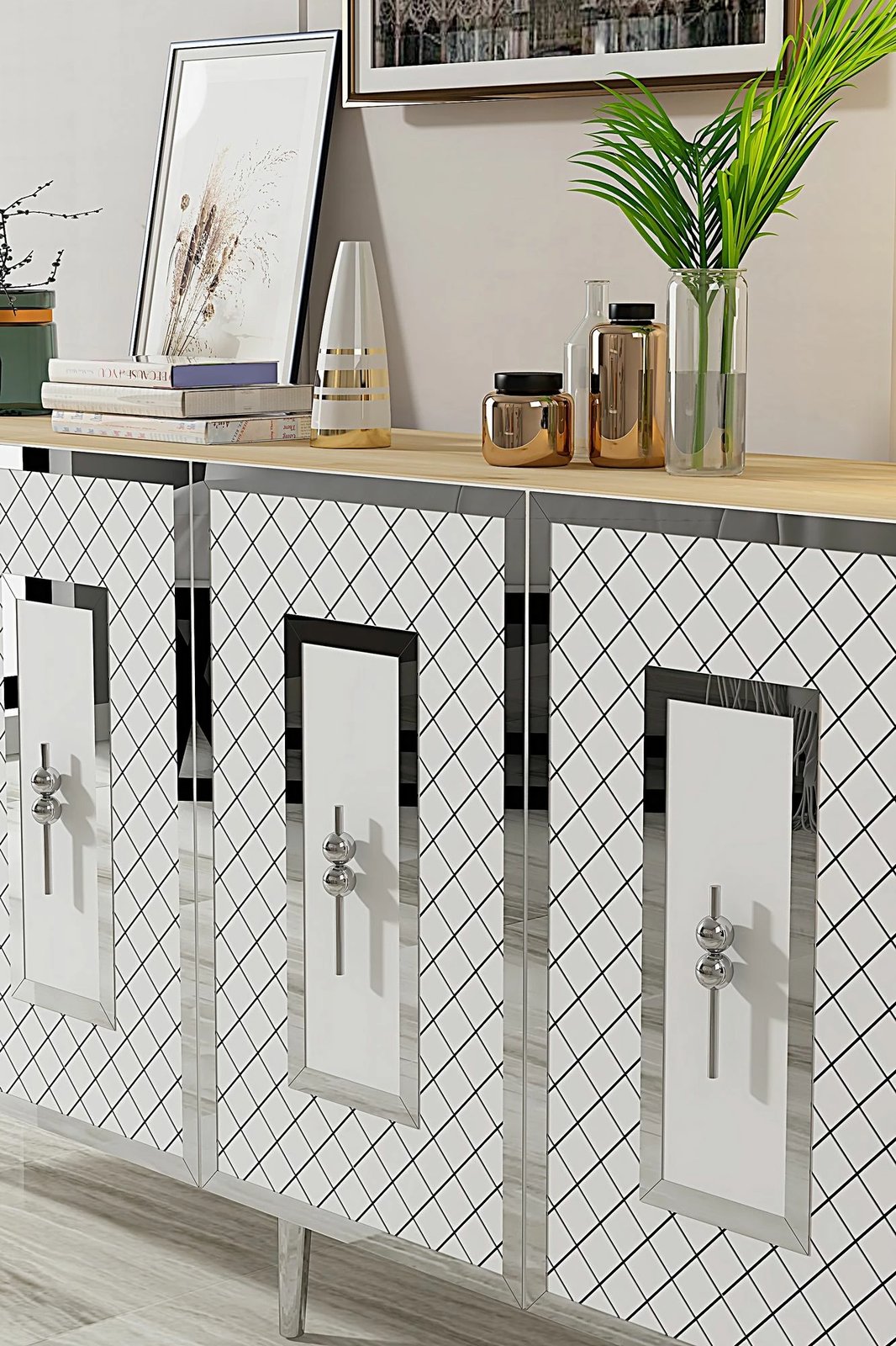 Konsol Skye Decor, Puma 150, ngjyrë lis safir, e bardhë, argjend