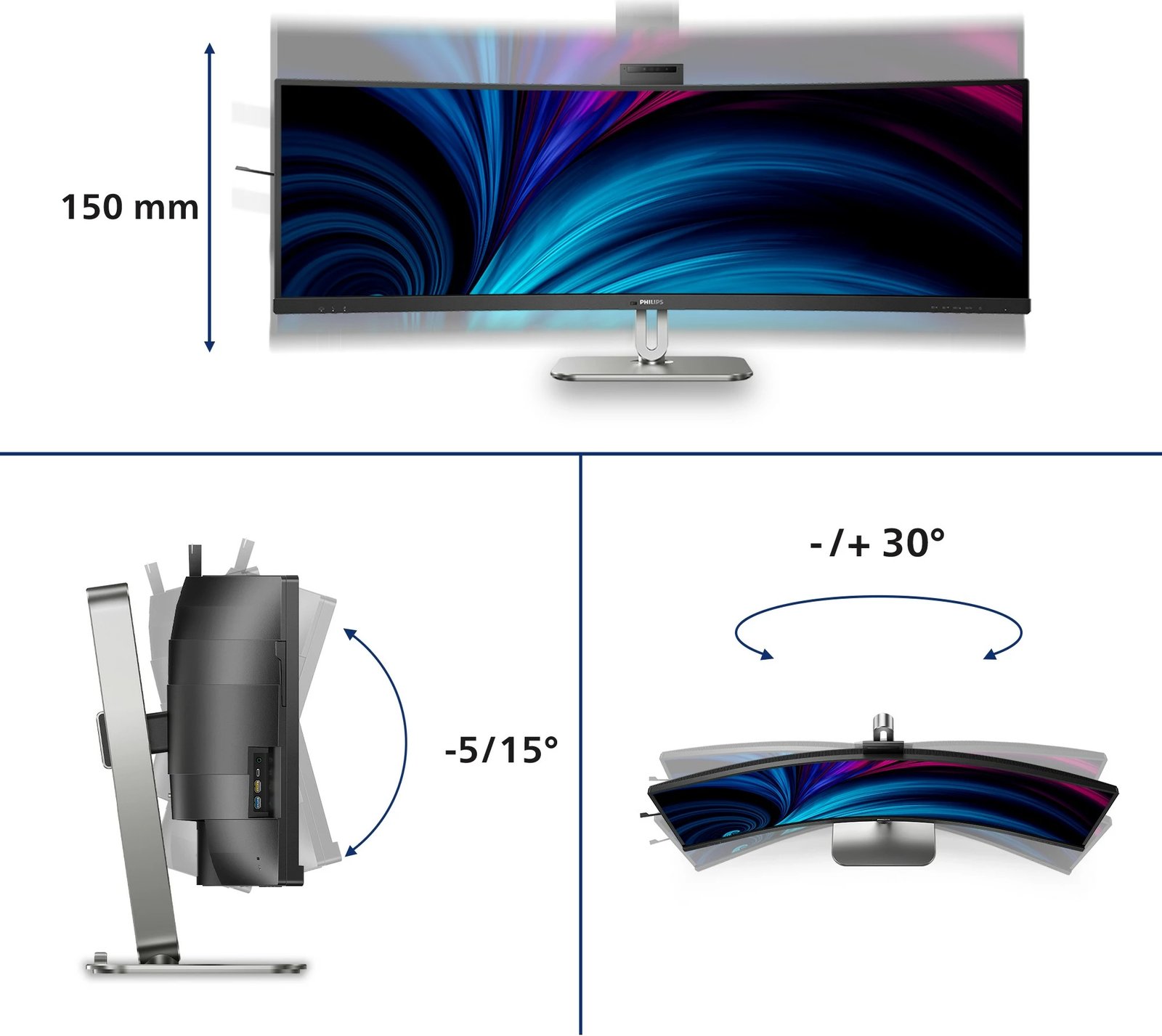 Monitor Philips 49B2U6900CH/00, 48.8", Dual QHD, LCD, i zi