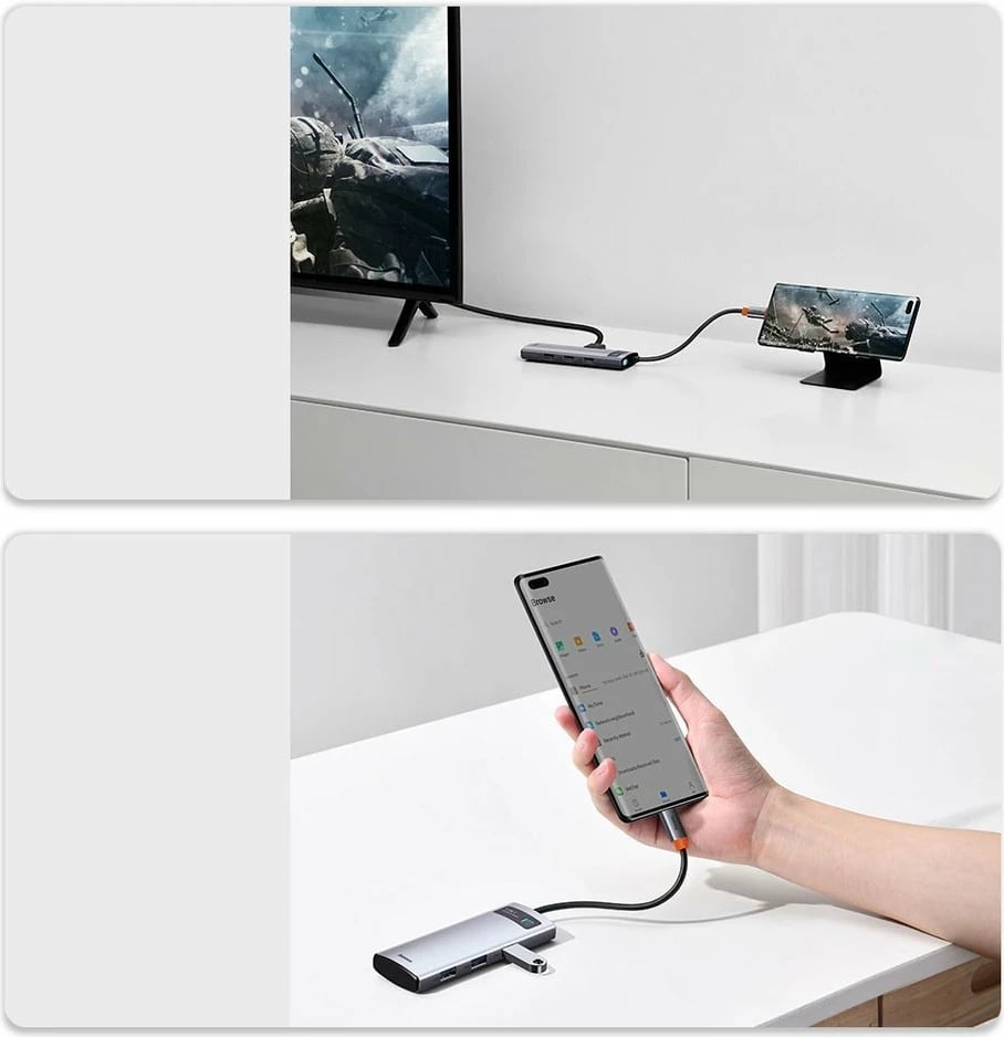 HUB Baseus Metal Gleam Series 5-in-1, CAHUB-CX0G, 100W PD, HDMI 4K, 3x USB 3.2, Gri
