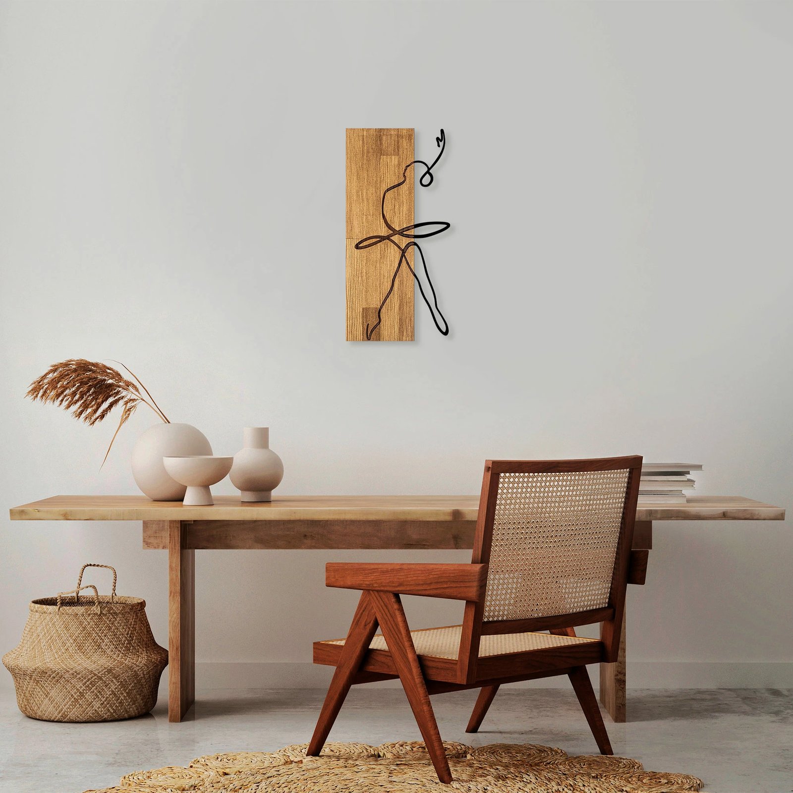 Aksesor dekorativ prej druri për mur, Wallity, MA-299, ngjyrë arre/zezë