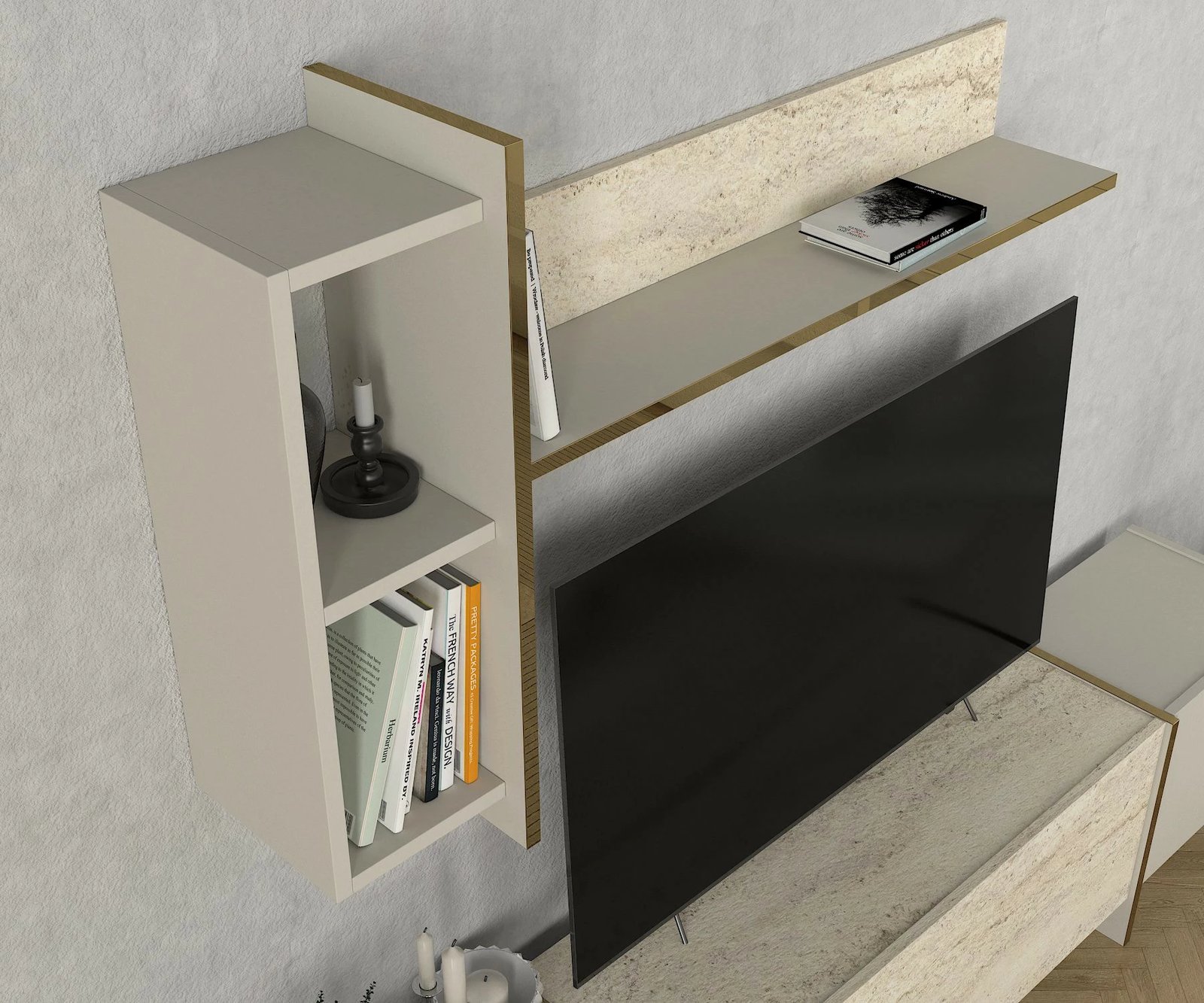 Njësi TV Skye Decor, ngjyrë travertin-sandstone, Veyron