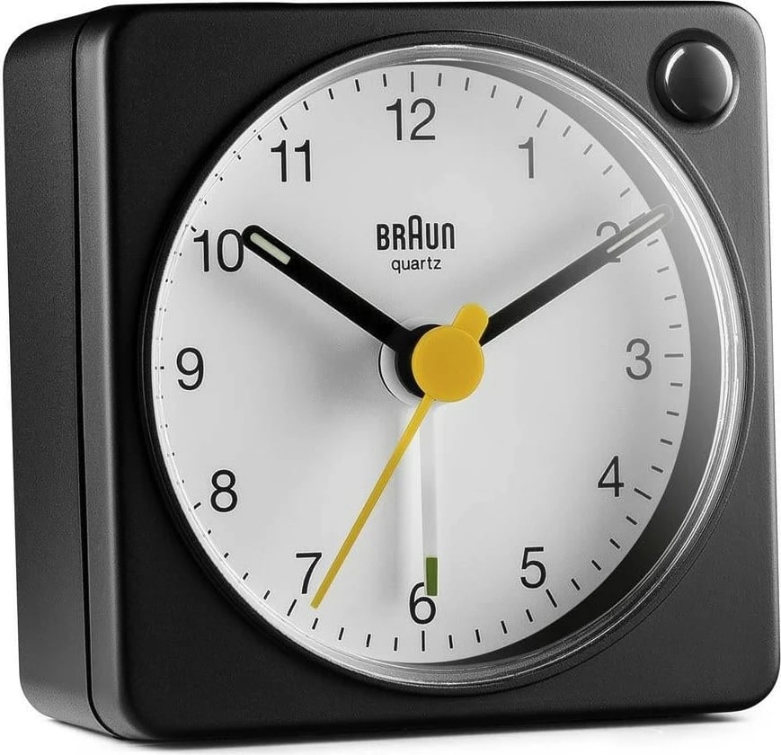 Orë tavoline Braun BC 02 XBW, kuarc, alarm, e zezë-bardhë