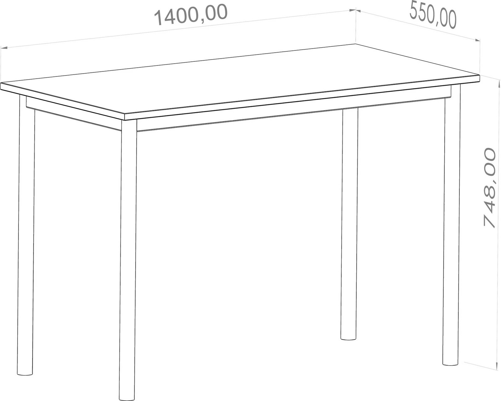 Tavolinë pune për studim, ngjyrë lisi dhe e zezë, Viva, 140x55cm