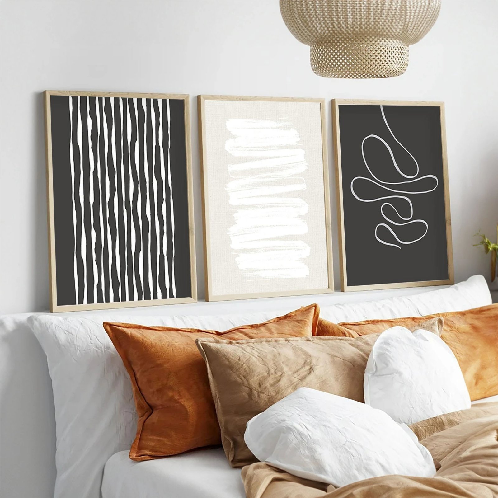 Pikturë dekorative me kornizë, MDF, set prej 3 copash, Wallity, Huhu235, 50x70cm