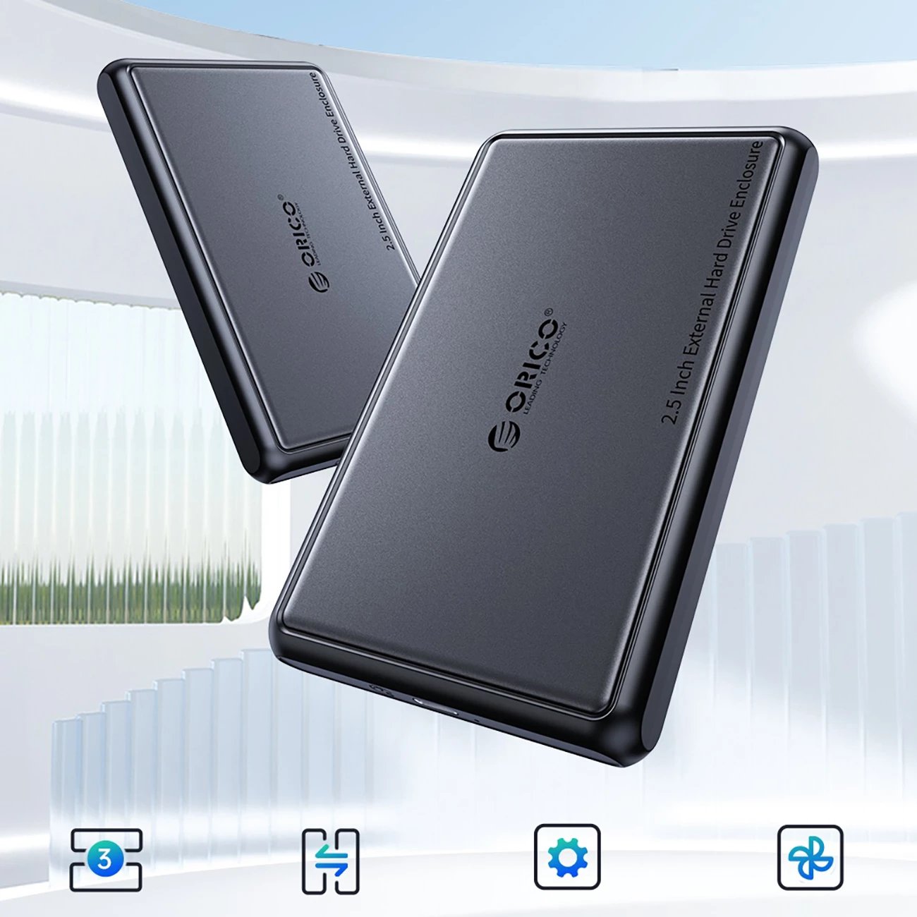 Kasë Orico DDL25-C3 për HDD/SSD 2.5", USB-C, 5Gb/s, e zezë