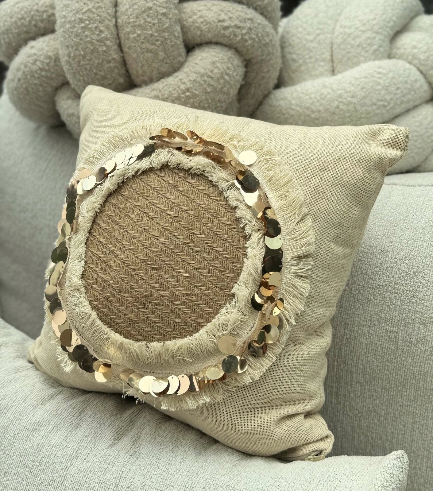 Jastëk dekorativ, mbulesë, ngjyrë bezhë, KET010, 43x43cm