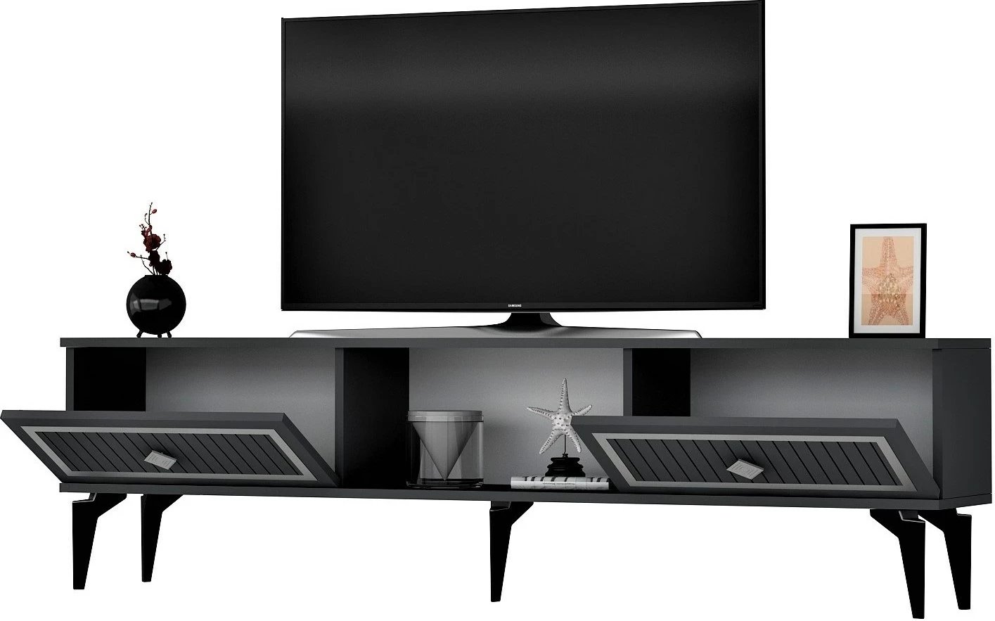 Komodë televizori Hanah Home, ngjyrë antracit, argjend