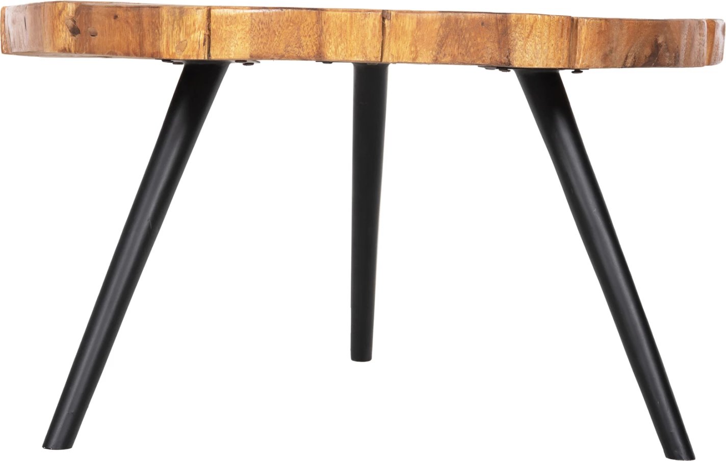 Tavolinë kafeje RIBBEN, dru suar i fortë, këmbë metali të zeza, Φ80x45H cm