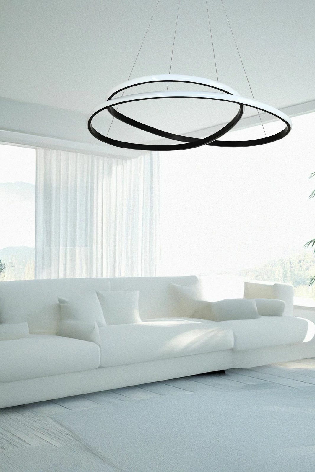 Llambë varëse Opviq Orbit, trup i zi, dritë e bardhë