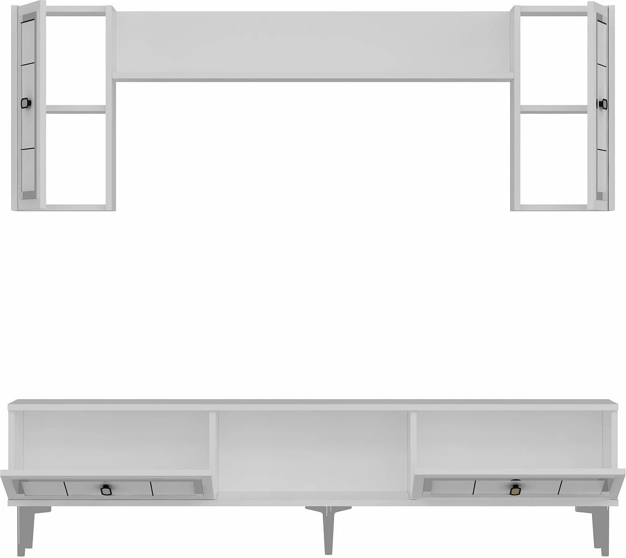 Komodë TV Skye Decor, e bardhë, argjend