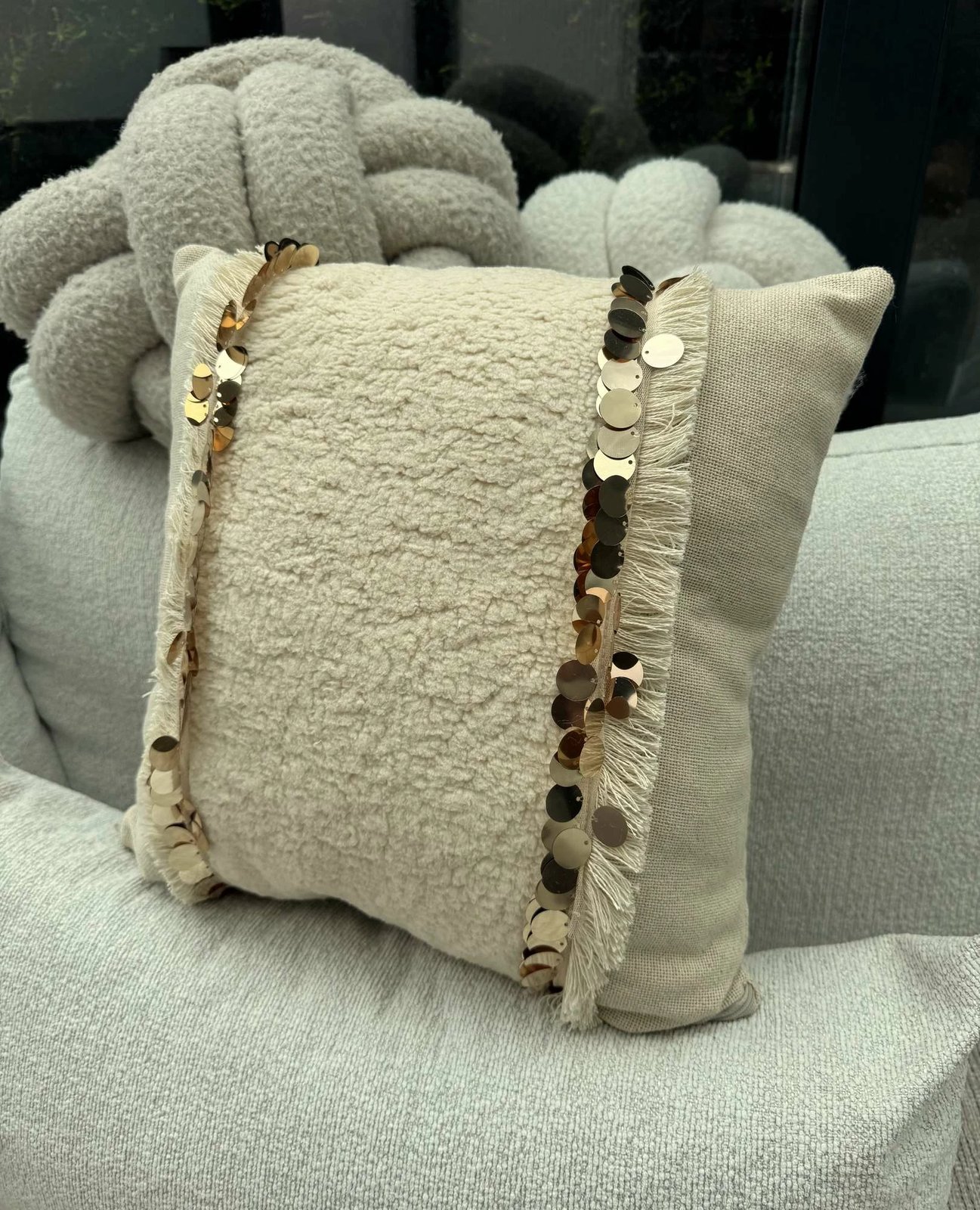 Jastëk dekorativ, mbulesë bezhë, KET009, 43x43cm