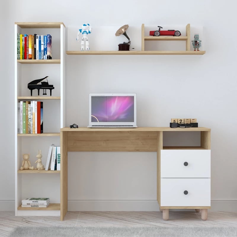 Shtesë pune Kontor, sonoma e bardhë, 160x50x162cm