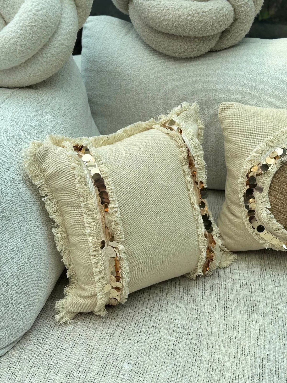 Jastëk dekorativ, mbulesë, bezhë, Evila Originals, KET008, 43x43cm