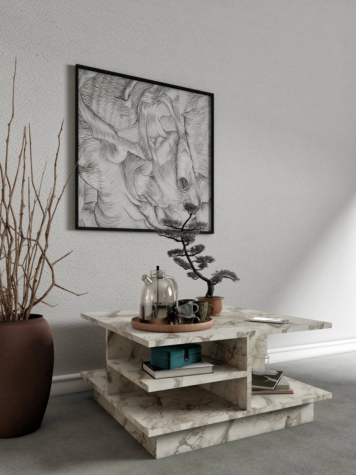 Tavolinë kafeje, ngjyrë mermeri Ephesus, Skye Decor