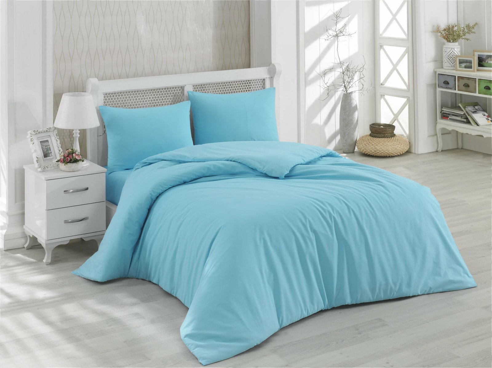 Set mbulesë për jorgan Super King, ngjyrë turquoise, L'essentiel