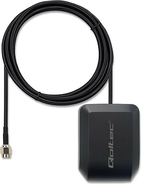 Antena GPS/GLONASS, Qoltec 57055, omnidirectionale, 28 dBi, bazë magnetike, SMA, e zezë