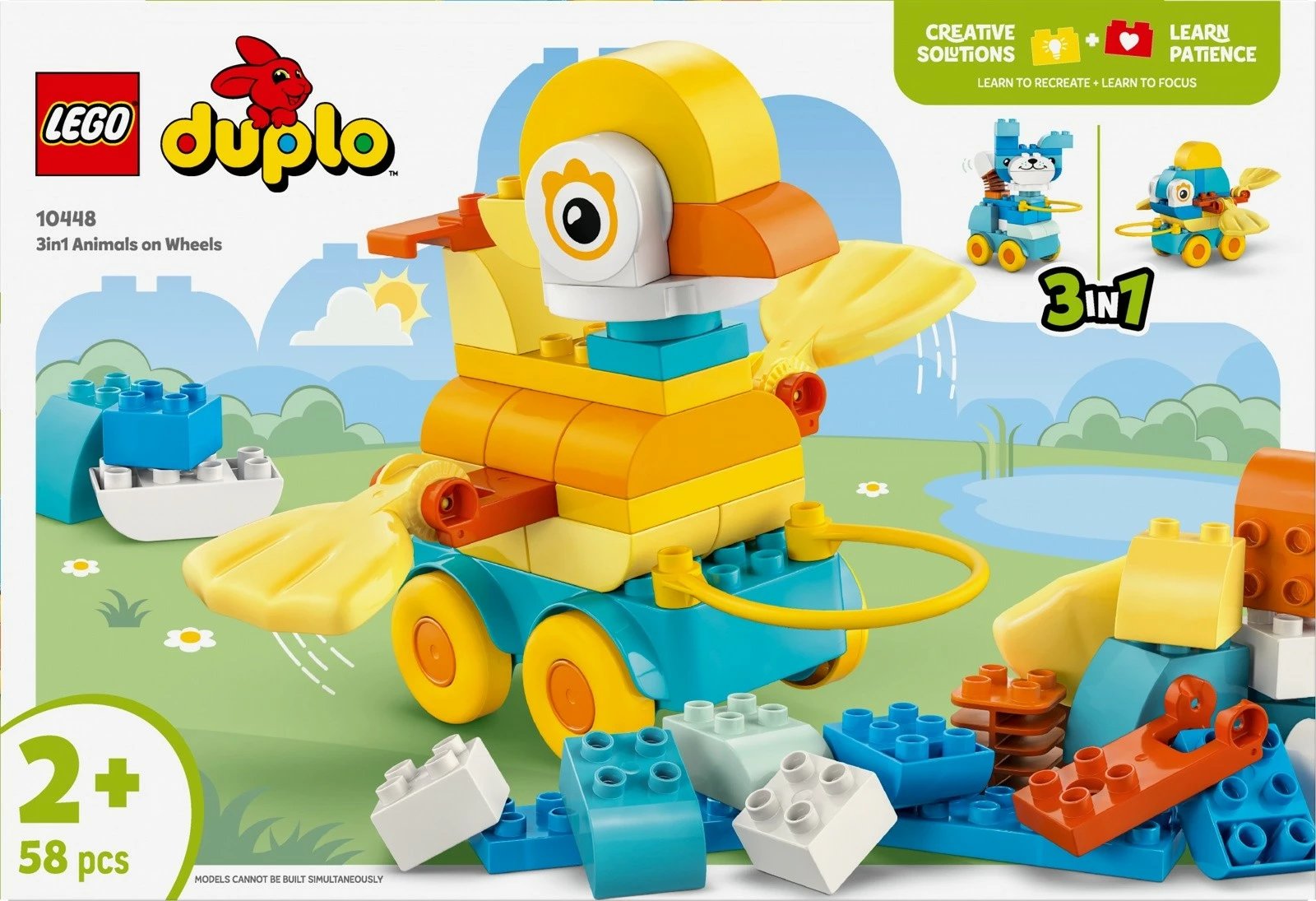 Set lodrash LEGO DUPLO 3 në 1 Kafshë me rrota, 58 pjesë, për fëmijë 2+ Set lodrash LEGO DUPLO 3 në 1 Kafshë me rrota, 58 pjesë, për fëmijë 2+