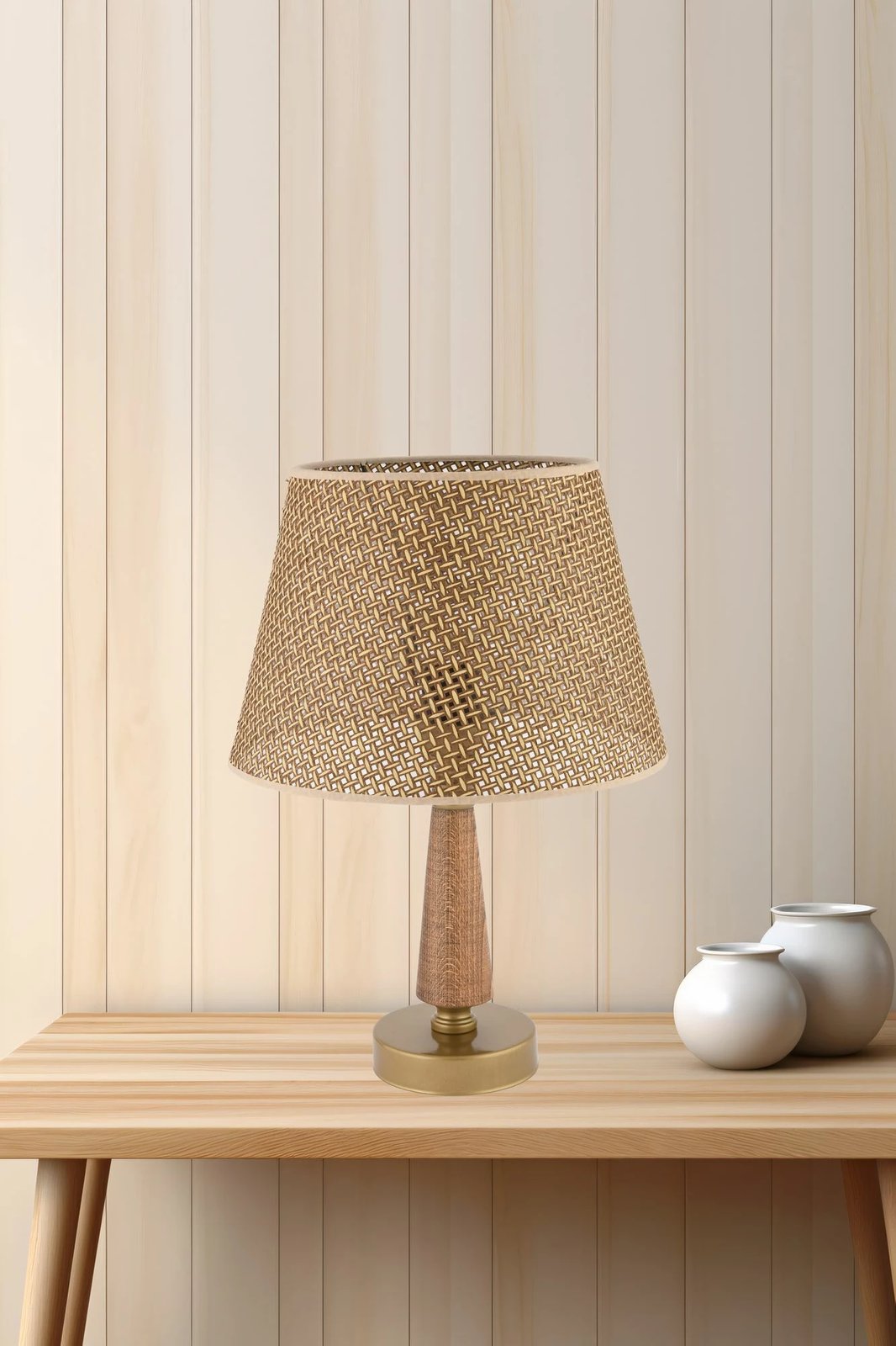 Llambë tavoline Opviq, 302 Hazeran, ngjyrë deve, kafe, ari