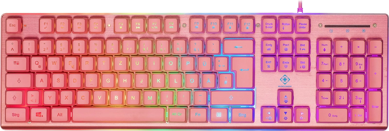 Tastaturë gaming Deltaco Gaming USB, RGB, pink