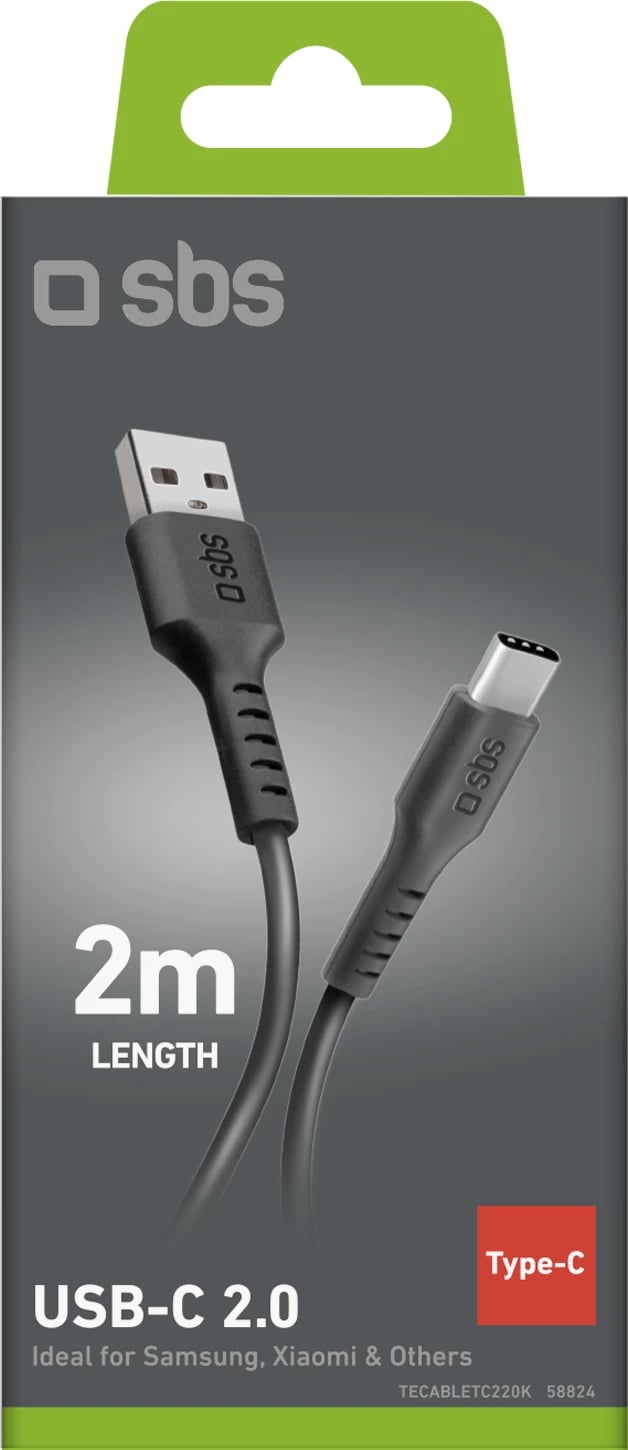 Kabllo USB-A në USB-C SBS TECABLETC220K, 2m, e zezë Kabllo USB-A në USB-C SBS TECABLETC220K, 2m, e zezë