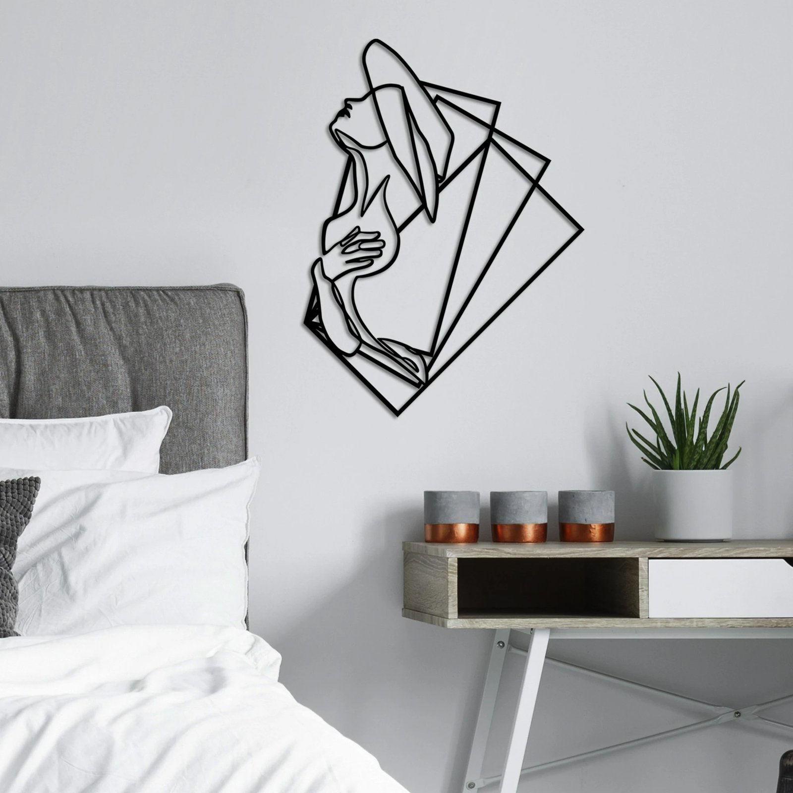 Aksesor dekorativ metalik për mur, Wallity, grua 1 - M