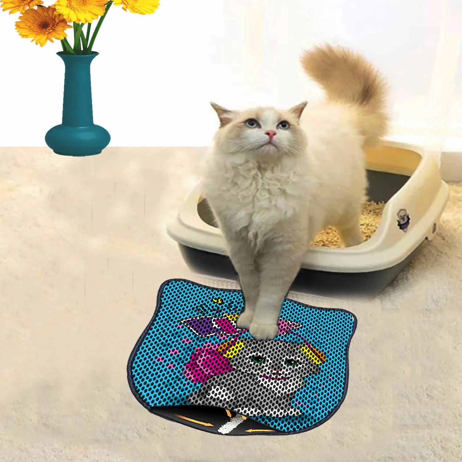 Tapet për rërë mace, shumëngjyrësh, Paws & Whiskers, Kdkafa0245, 40x50cm