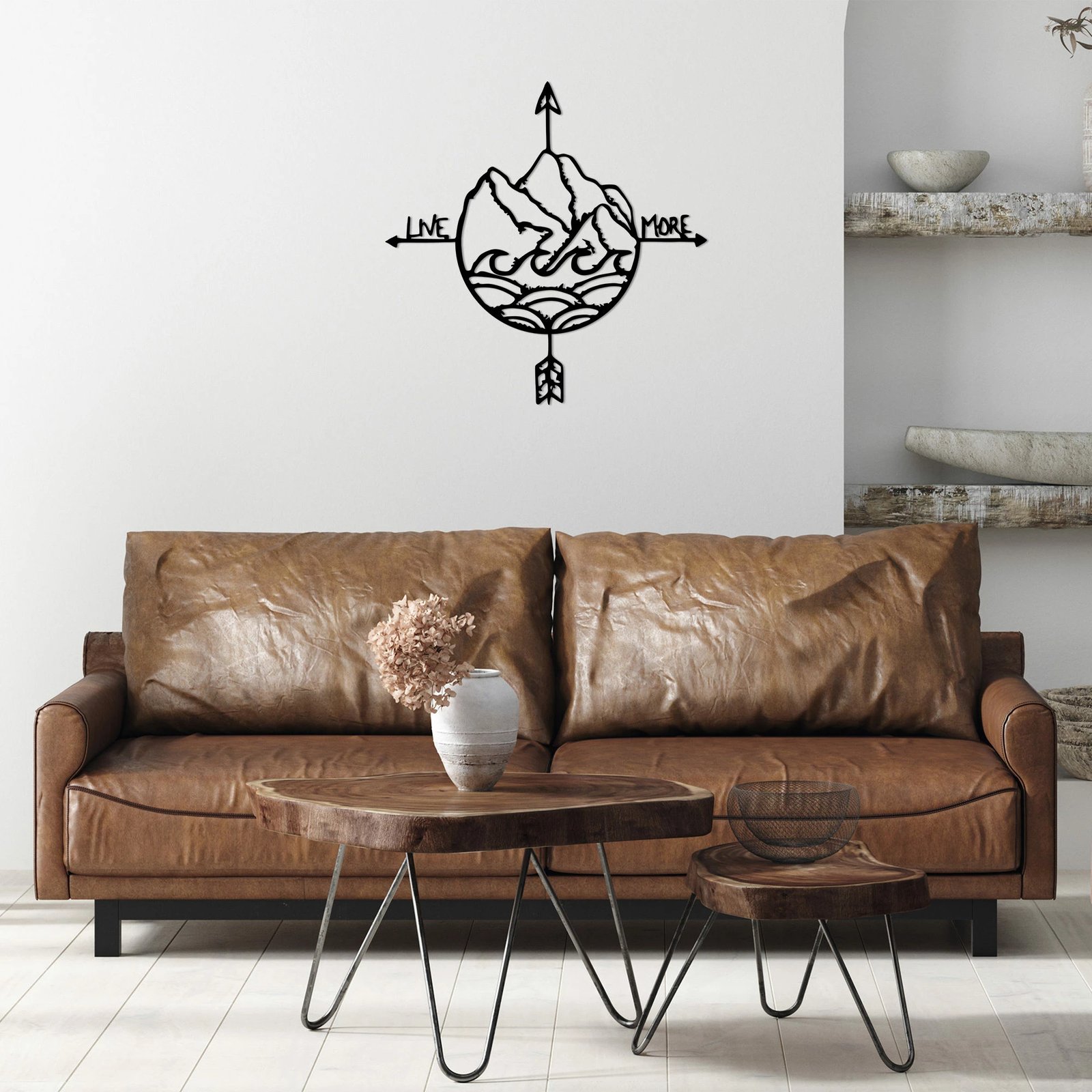 Aksesor dekorativ metalik për mur, Wallity, Live More - 448